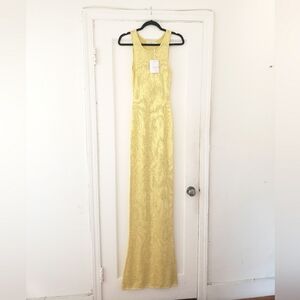 Stunning Yellow Sequined  Asta Resort Sleeveless Maxi Dress New with Tags